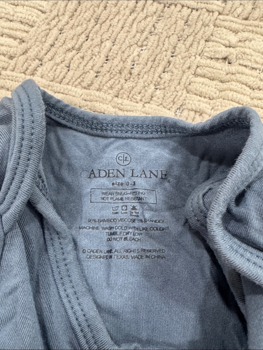 Caden Lane Baby Knot Gown & Hat Set - Slate Blue - Picture 2 of 2